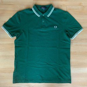 Fred Perry Twin Tipped M3600 Polo Green & White